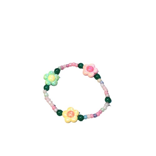 Korean version of the new dopamine color flower smiley face stone glass bracelet sweet and versatile ins style love bracelet