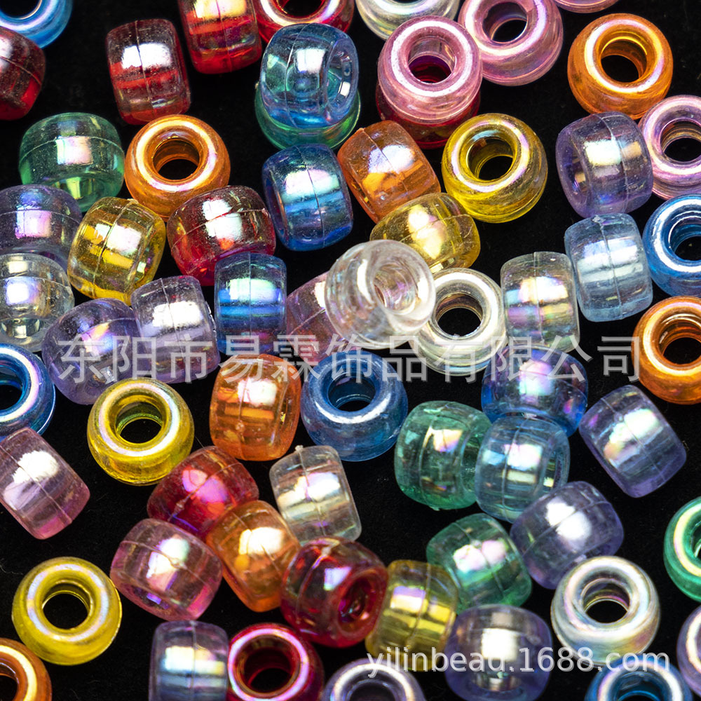 Material de bricolaje transfronterizo cuentas de barril cuentas sueltas cuentas de pony cuentas hechas a mano de agujeros grandes 6*9MM accesorios de joyería de color al por mayor