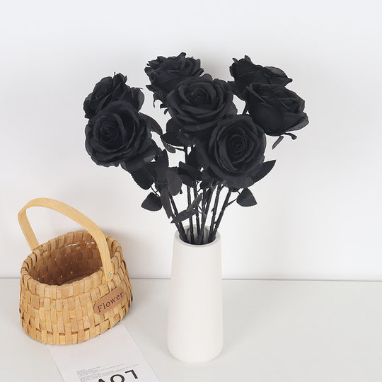 Cross-border Hot Sale Simulation Black Rose Halloween Ghost Festival Dress Fake Flower Gothic Dark Series Flower Material