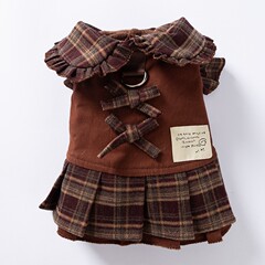 预售秋冬季新款狗狗衣服保暖复古格纹衬衫裙情侣装泰迪宠物狗服饰