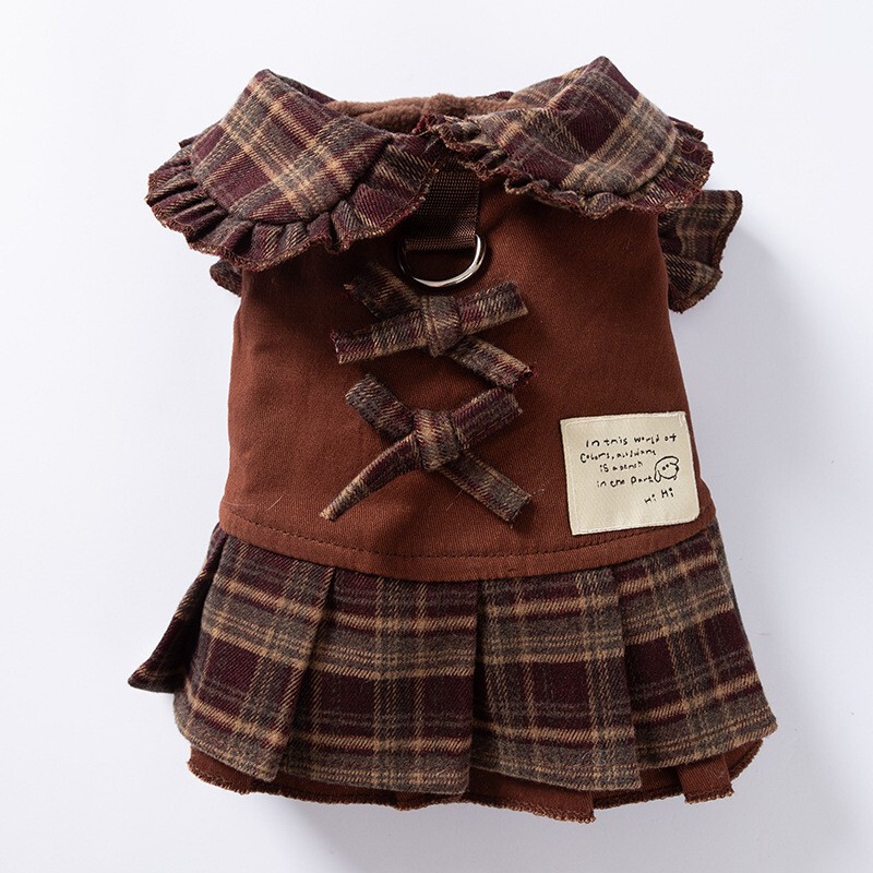 预售秋冬季新款狗狗衣服保暖复古格纹衬衫裙情侣装泰迪宠物狗服饰|undefined