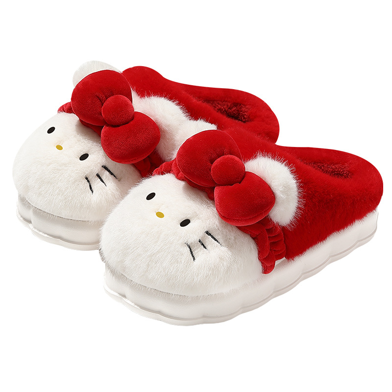HelloKitty zapatillas de algodón de invierno para mujeres Sanliou niños hogar padres e hijos calentamiento de peluche zapatillas de algodón para mujeres al por mayor