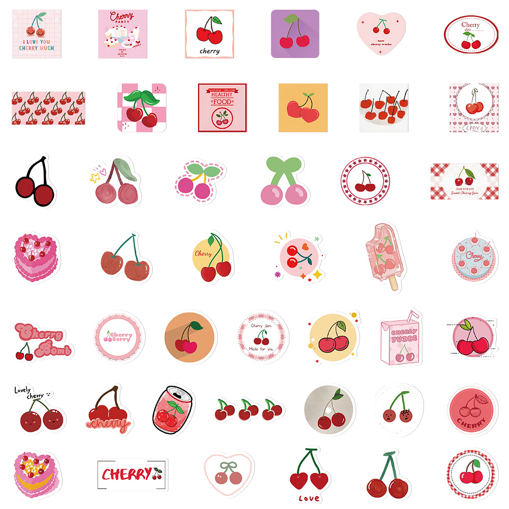 Stickers Stationery Type 1 Set Peach Cherry School PVC Cute Stickers