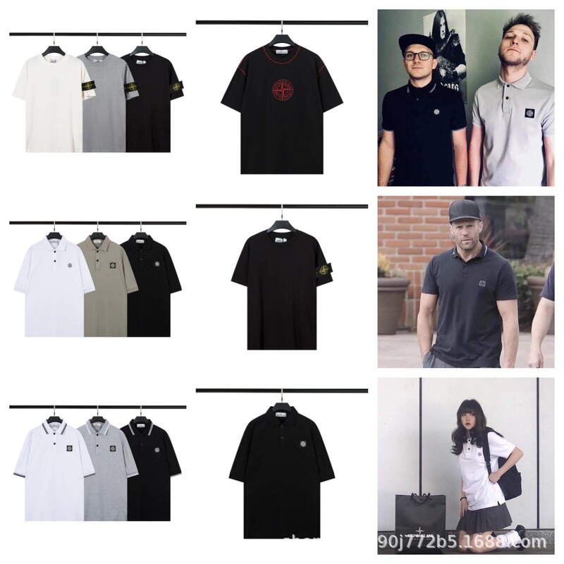 Cross-Border Stone Ise Stone Short-Sleeved T-Shirt 25 New Outdoor Casual Men's and Women's Lapel Polo Shirt Island Export Order