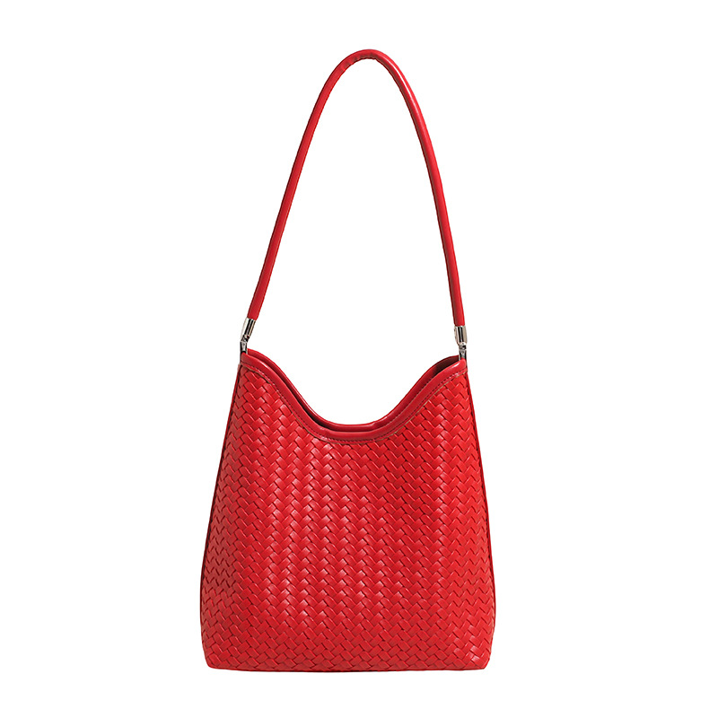 Bolso de axila retro estilo de Hong Kong 2025 verano nuevo estilo bolso femenino moda tejido patrón bolso de hombro de mujer salvaje