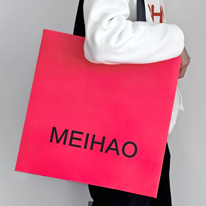洋红色手提袋印刷礼品袋大号服装店购物袋衣服礼物包装纸袋子logo