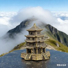 黄铜瑞檐名楼模型摆件金属工艺品礼物礼品黄鹤楼纪念物家居装饰品