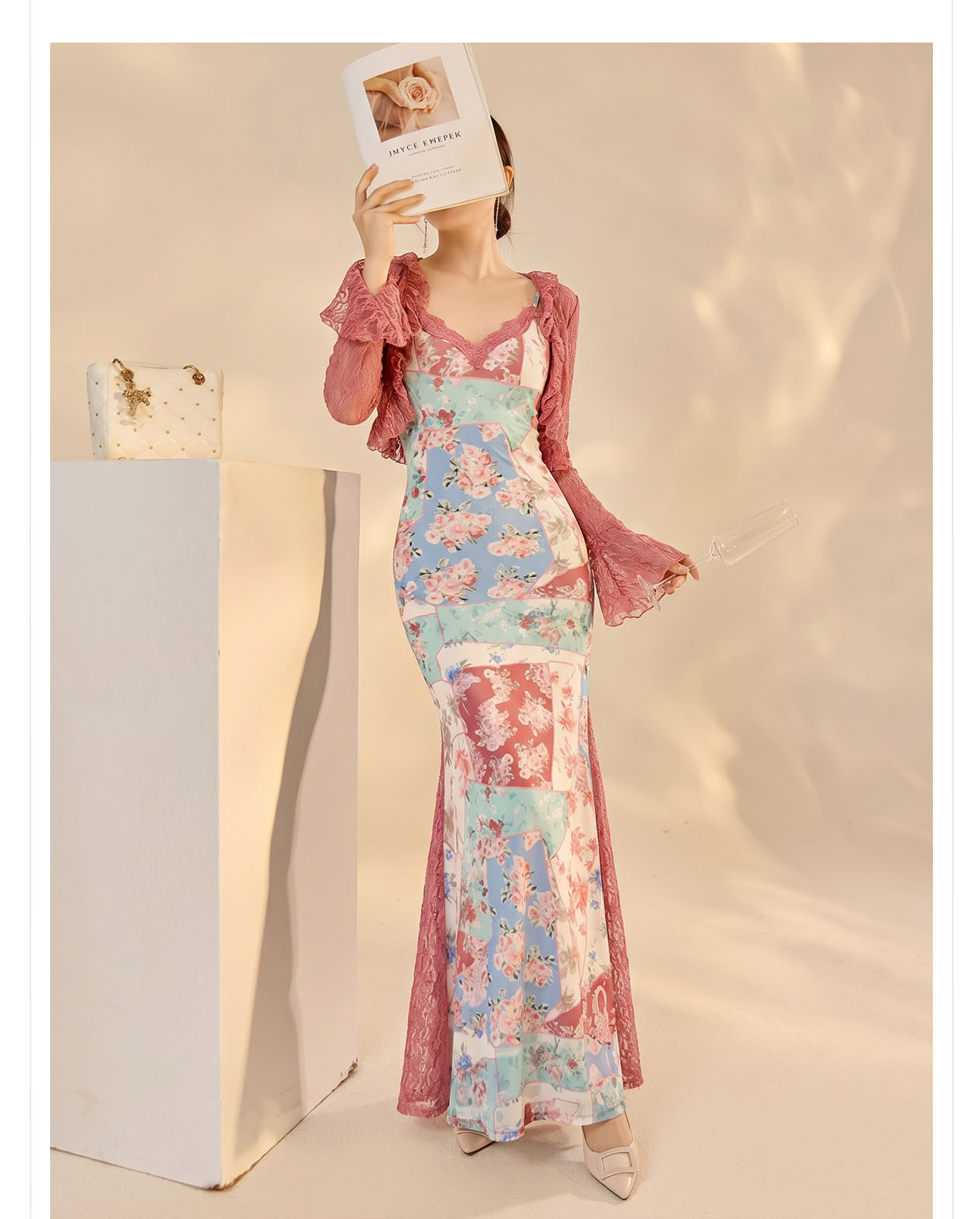 Bộ cardigan ren và váy đuôi cá thanh lịch phong cách lãng mạn — áo, bộ đồ, Trang phục Sling chi tiết 8