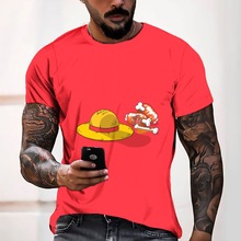 2022跨境新款夏3D數碼印花海賊王.肉食路飛男休閑寬松短袖T恤