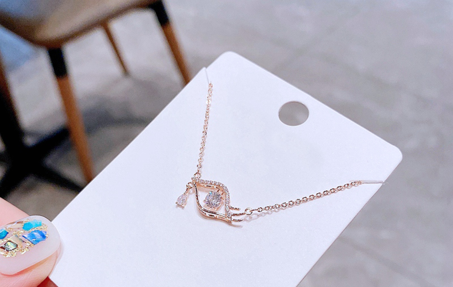 High-Grade INS Cool Style Fashion Zircon Tears Eye Clavicle Chain Graceful Personality Necklace for 