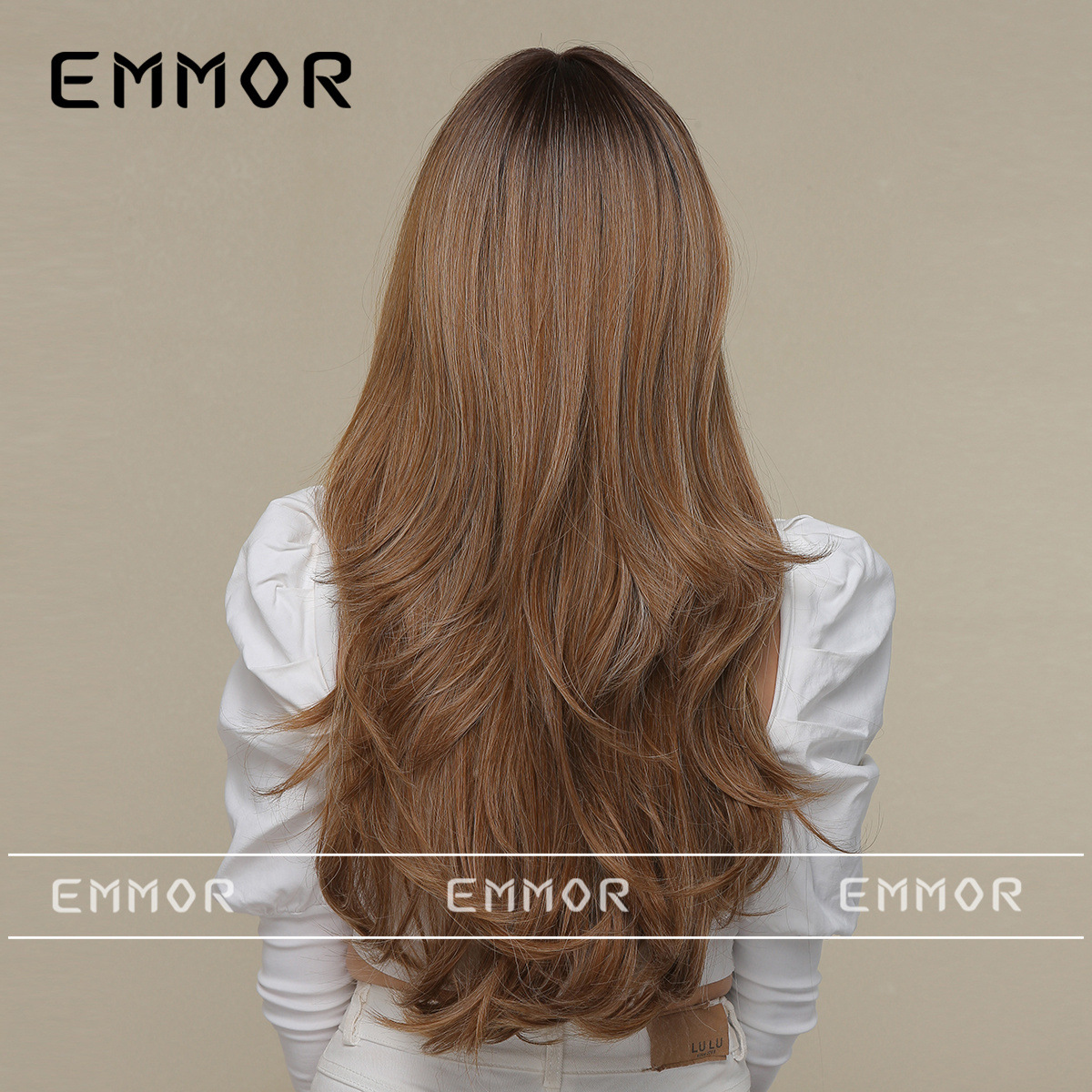 Nueva llegada europeo y americano Comercio exterior transfronterizo peluca femenina flequillo recto rojo marrón largo pelo rizado completo cabeza cubierta peluca