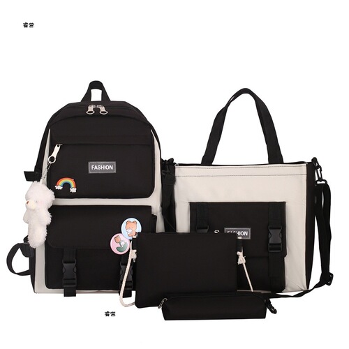  new Korean style student fashion multi-purpose junior high school student campus college student four-piece school bag backpack