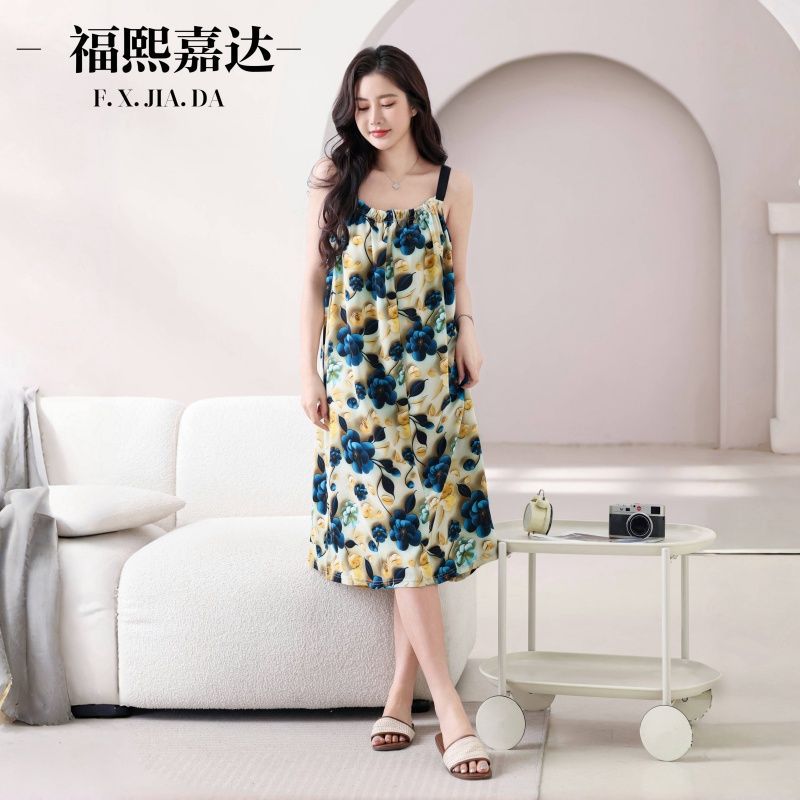 2523 롱 스커트 기질 파란 꽃