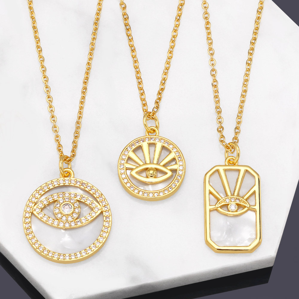 Fashion Devilu0027S Eye Copper Pendant Necklace Inlay Zircon Copper Necklaces
