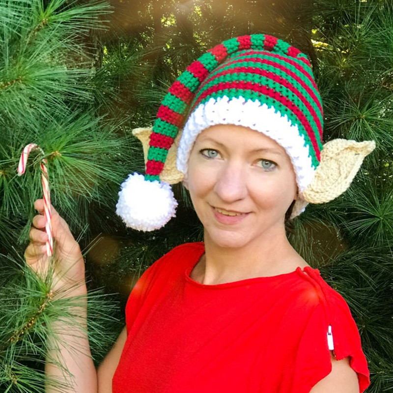 200g Weight Wool Cap Hats Type Christmas Cute Stripe Cotton Thread Daily Festival
