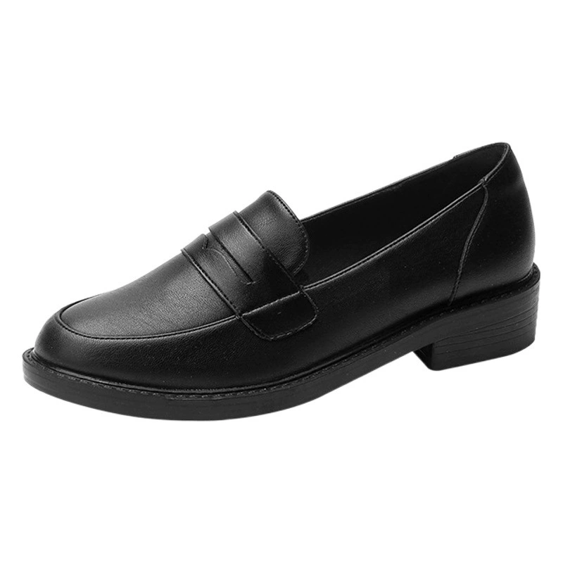 Женские кожаные туфли 2025: Новинка осени, британский стиль, черные лоферы на плоской подошве, удобные, профессиональные, с мягкой подошвой, рабочие туфли