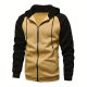 Cross-Border New Men's Zipper Cardigan Jacket Spring and Autumn Color Matching Fashion Raglan Sleeve Casual Sweatshirt Sports Sweatshirt