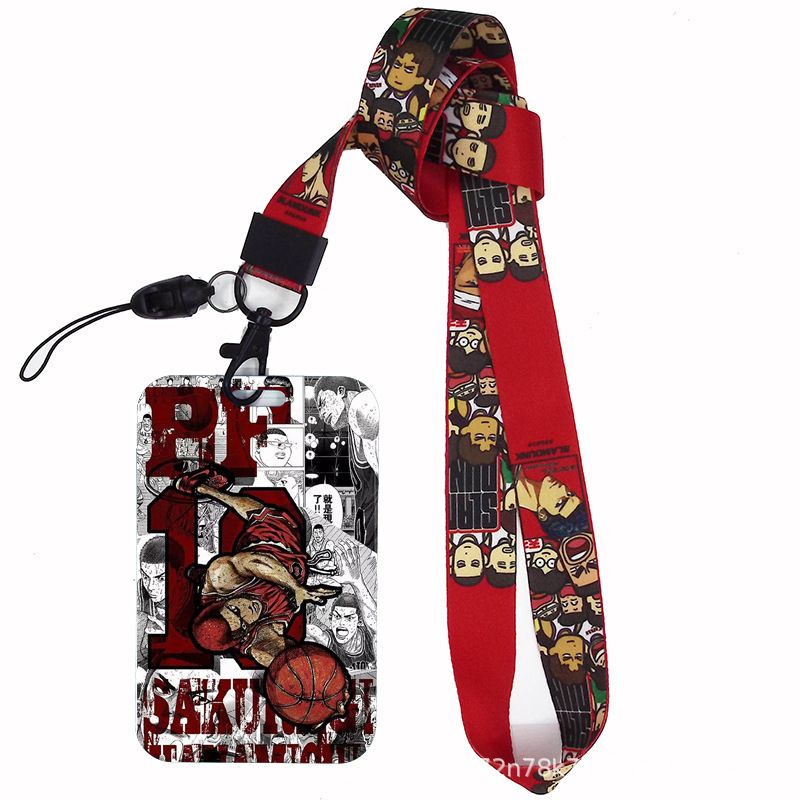 Dibujos animados japoneses slam dunk competencia nacional tarjeta de estudiante tarjeta de comida tarjeta de autobús cubierta certificado de trabajo titular de la cuerda del teléfono móvil