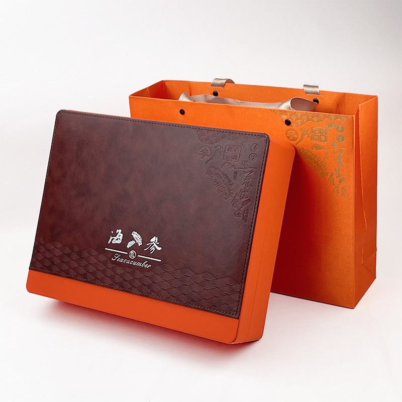 海参包装礼盒压纹仿皮礼盒烫金盒子淡干海参礼品盒长方形锁扣内盒