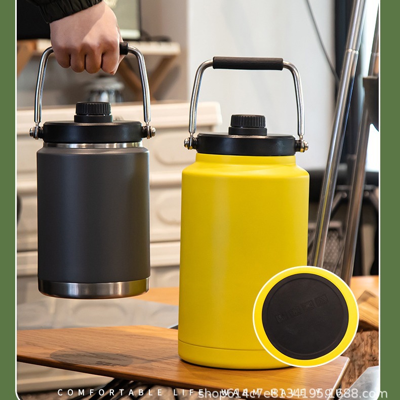 工厂外贸内外304不锈钢保温壶冰桶户外便携运动广口壶64OZ/128OZ