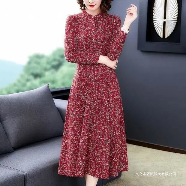 2025春秋新款中年女装气质贵夫人长裙阔太太洋气长袖连衣裙女