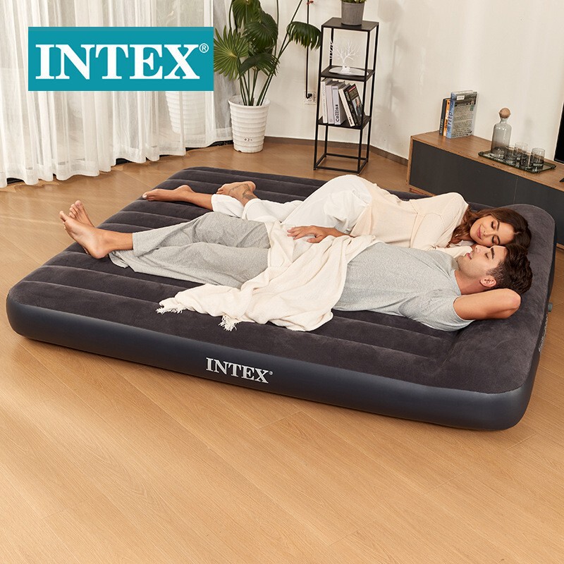 Intex66129 Black and White USB Built-In Pillow Electric Pump Single Layer Double King Size Line Pull Air Bed Camping Style Inflatable Intex66129 Black and White USB Built-In Pillow Electric Pump Single Layer Double King Size Line Pull Air Bed Camping Style Inflatable