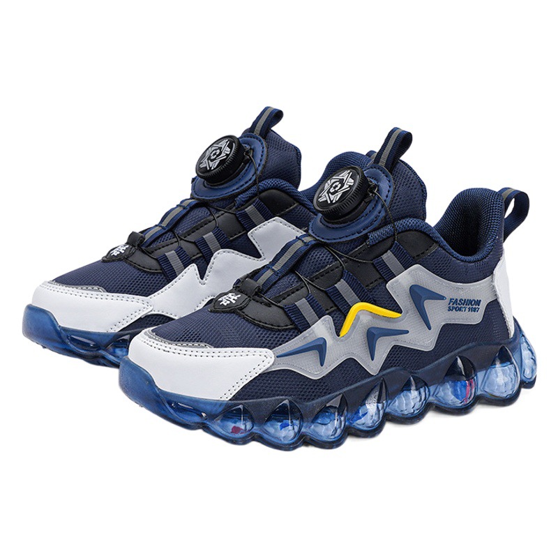 Calzado deportivo Calzado de padre para niños Botón giratorio para niños 2024 Zapatos transpirables para niños de mediana edad Nuevos estudiantes de primavera y otoño