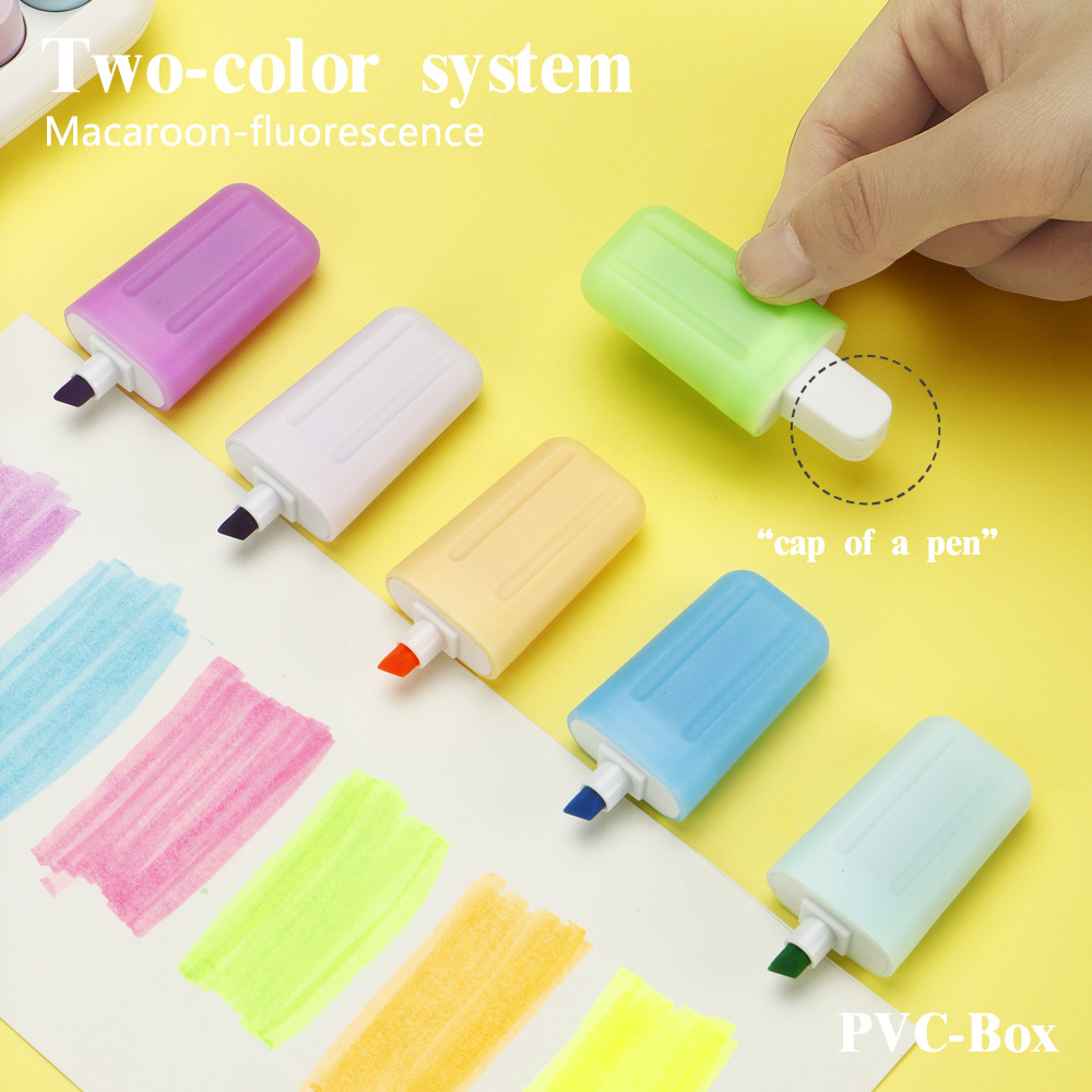 Cute estilo helado resaltador 6 color conjunto de bolígrafo de graffiti de color DIY bolígrafo para estudiantes de puntos clave