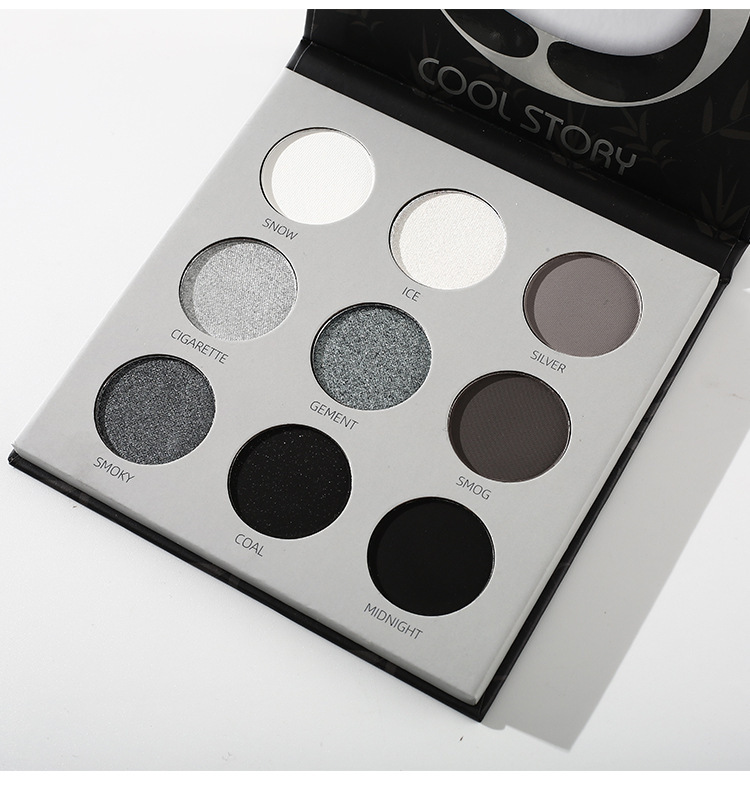 cool story Panda Eyeshadow Nine-Color Black and White Pearl Matte Silver Color-changing Glitter Smoky Halloween Makeup Palette undefined