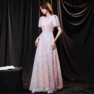 Birthday Evening Dress Women's 2025 New Banquet Elegant High-end Light Luxury Niche High-end Host Sequin dress