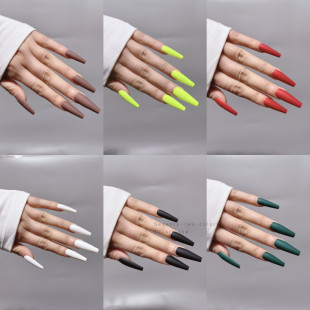 Wear a matte feel frosted long ballet armor cross-border nail stickers trapezoidal fake nails finished export