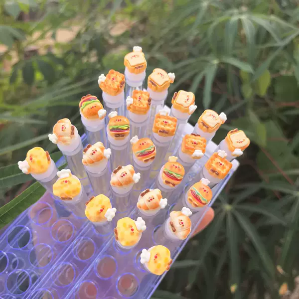 Disposable Eyelash Brush Cartoon Hamburger Bread Transparent Tube Reusable Eyelash Brush with Independent Tube Eyelash Brush