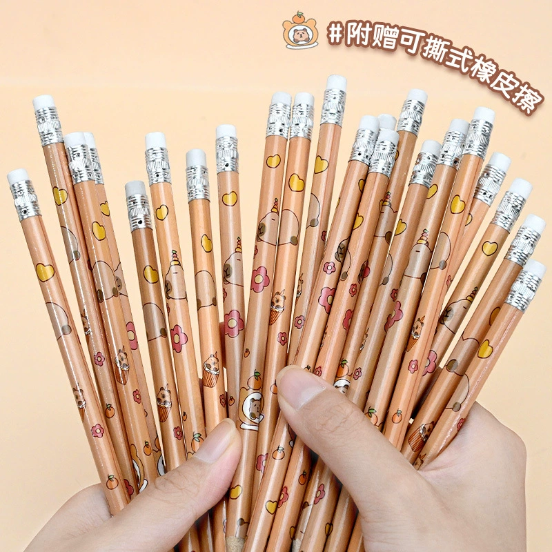 Оптовые карандаши Kapibala, детские ручки для практики письма для учащихся начальной школы, обучающие канцелярские принадлежности с ластиком, карандаши