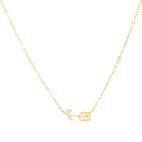 Under the Banyan Tree S925 sterling silver tulip necklace women's light luxury temperament high-end cat's eye celebrity accessories clavicle chain