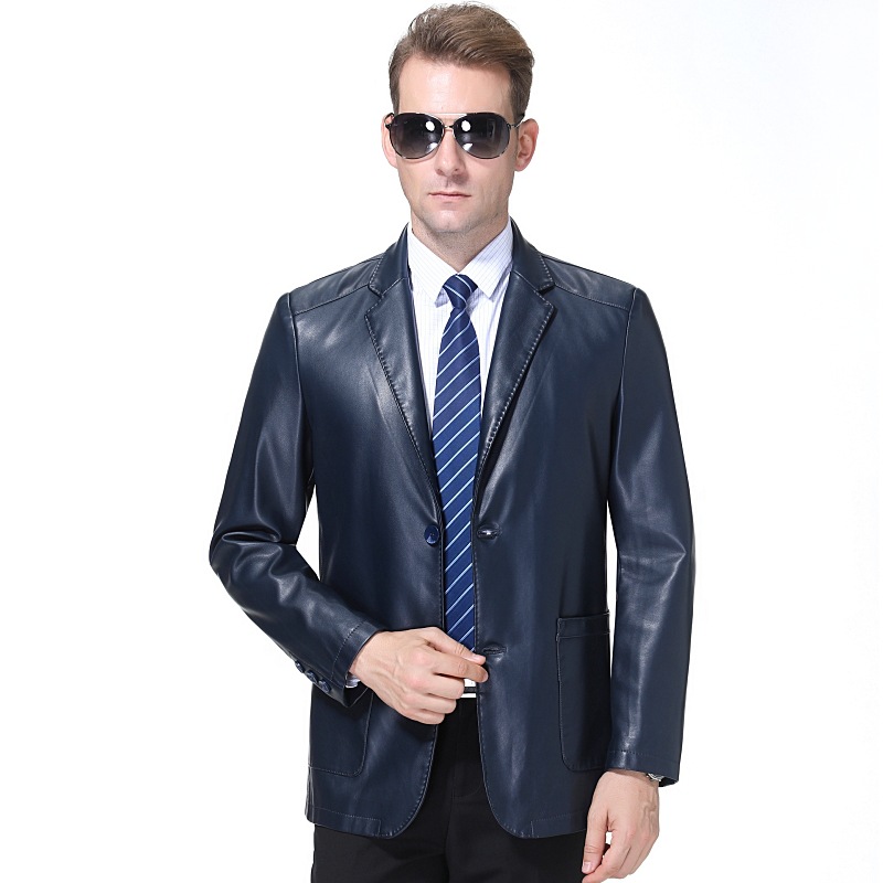男士皮衣西装2025秋冬季中年休闲绵羊皮商务薄款男装皮衣外套批发