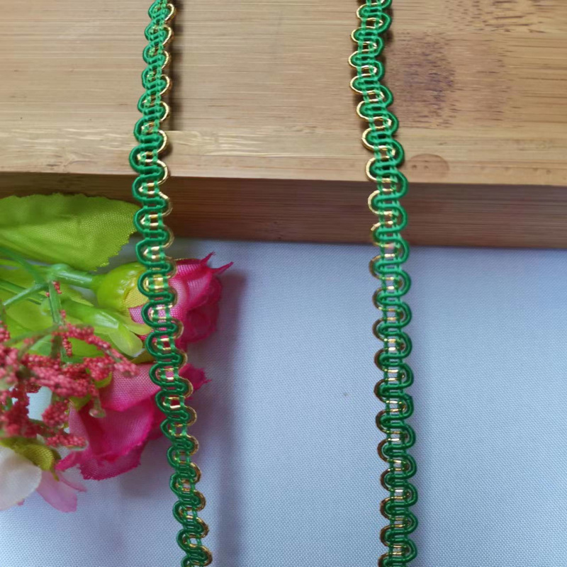 0,5 cm colorido encaje de Color Étnico onda encaje en forma de EE. UU. Onda encaje dorado suministro directo de fábrica