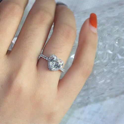 Live supply of high-end simulated moissanite open ring women's heart-shaped diamond ring women's adjustable ring gift