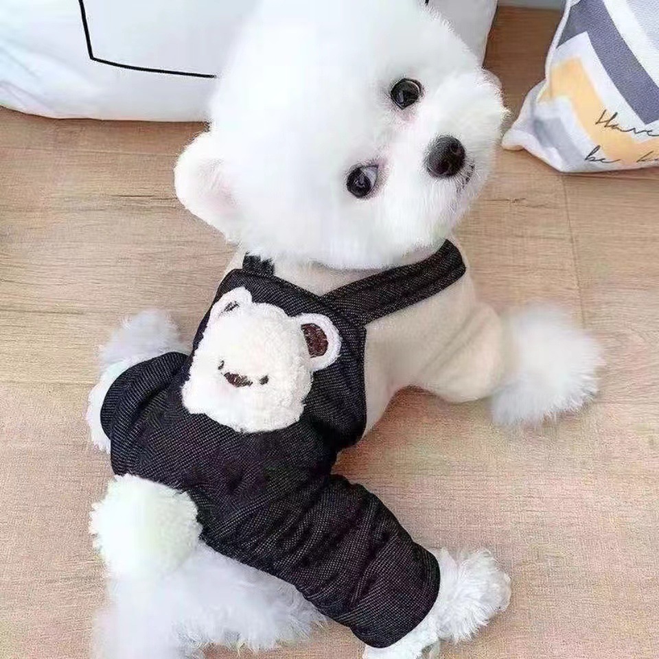 宠物比熊博美贵宾犬泰迪狗狗衣服秋冬冬装棉衣四脚衣加绒加厚保暖