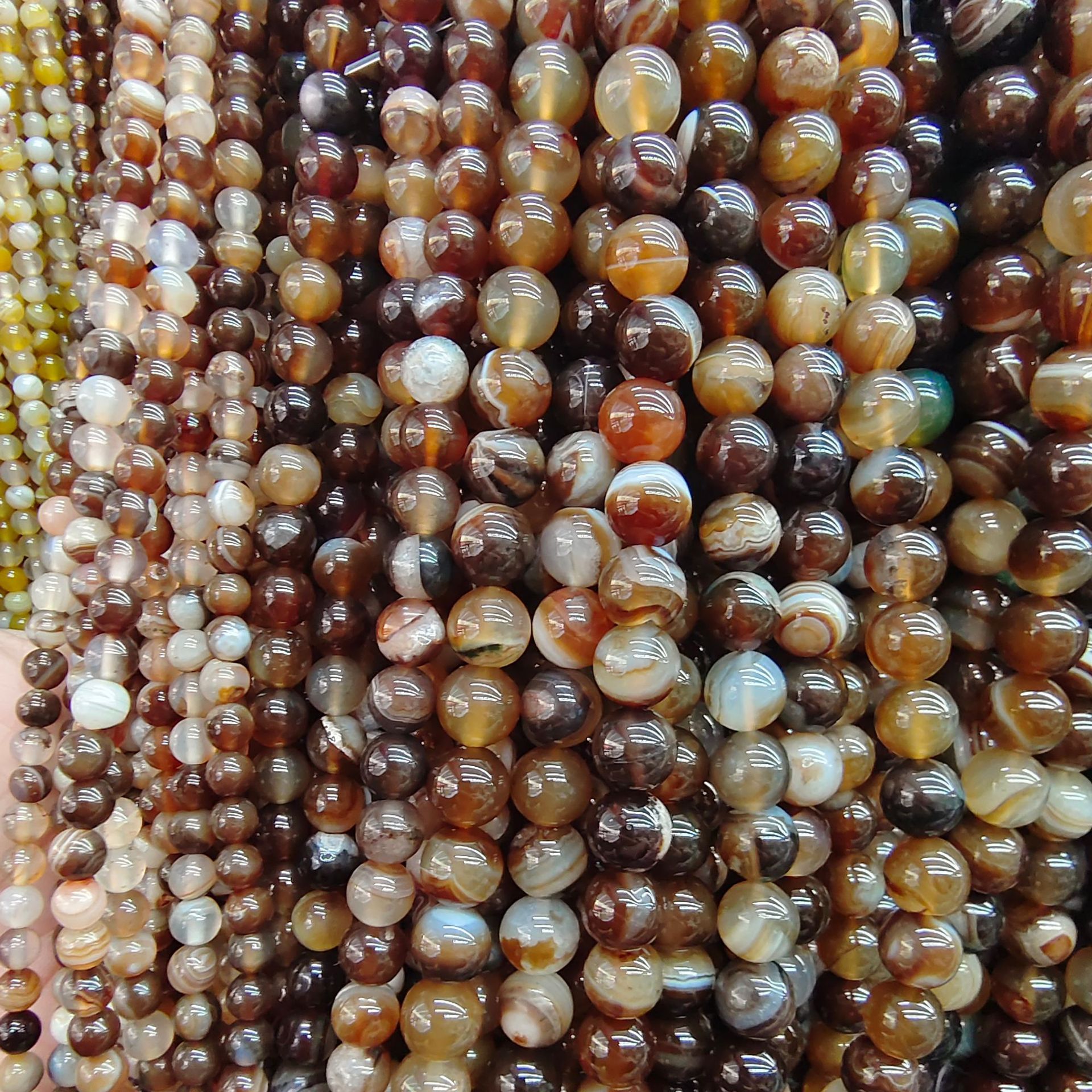 Transmisión en vivo optimizada, cuentas sueltas de ágata rayada, cuentas redondas de ágata de pavo real, joyería DIY hecha a mano, cuentas de ágata, cadena de cuentas