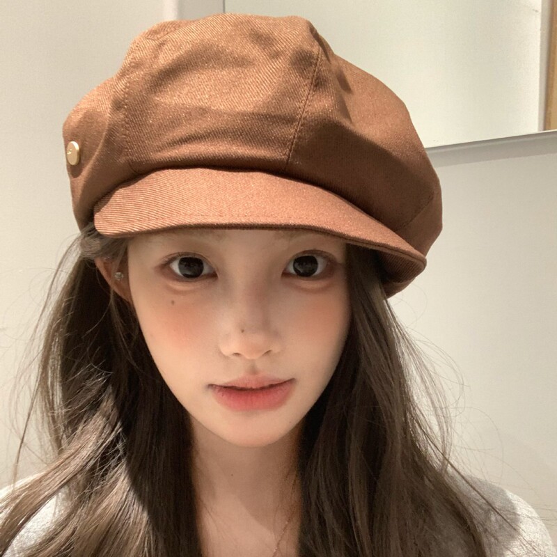 春秋款韩版大版云朵贝雷帽女百搭显脸小复古八角帽女大头围画家帽|undefined
