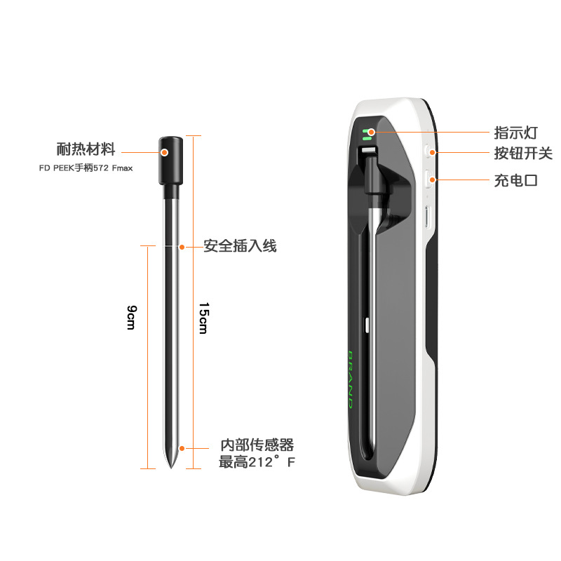 Inteligente inalámbrico barbacoa termómetro móvil APP Bluetooth barbacoa sonda caja termómetro de carne