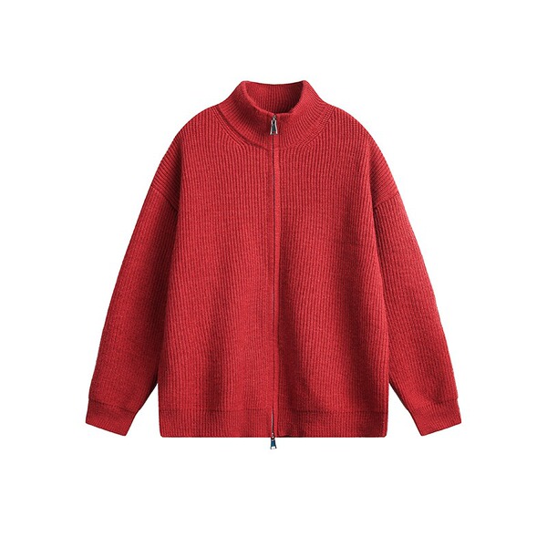 Solid color cardigan with zipper