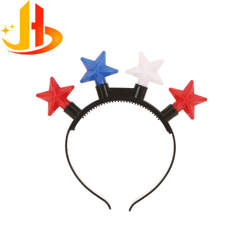 跨境独立日LED五角星发光发箍玩具头箍美国国庆节头饰互动玩具|undefined