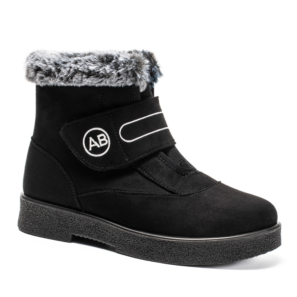 Snow boots slip-on Velcro casual short boots Warm cotton shoes large size and thick_voghion.com