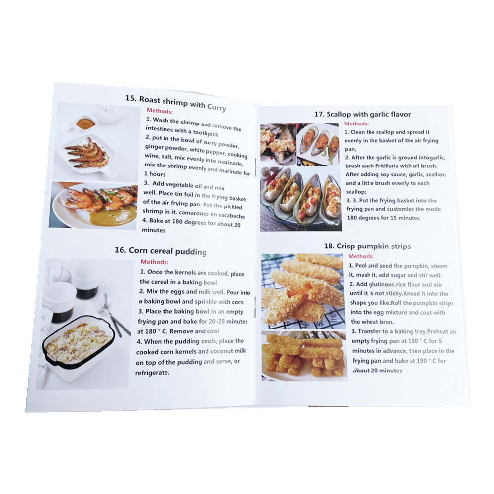 Accesorios de freidora de aire transfronterizos Receta de inglés freidora de aire filete papas fritas pollo asado Camarón pollo pierna receta de comida