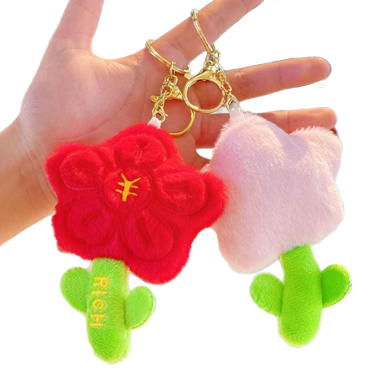 Creativo lindos colgantes de flores juguetes de peluche muñecas bolsas colgantes muñecas llaveros ramo muñecas al por mayor