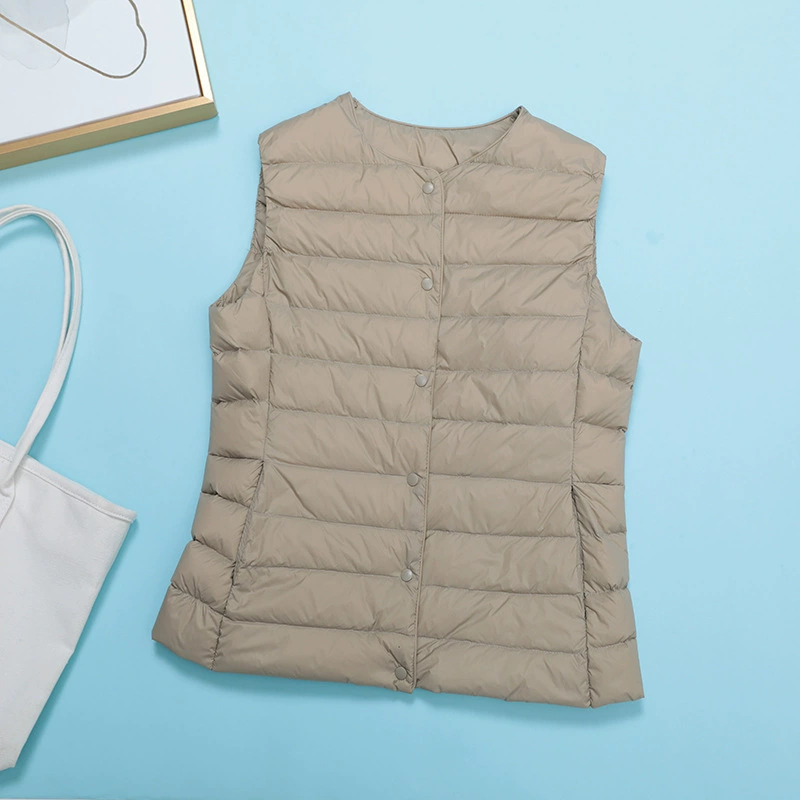 Liner with down, vest, down jacket, trench coat, feather stuffing, V-neckline, plus size