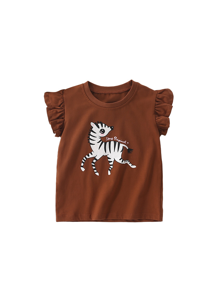 Transfronterizo malwee niñas de manga corta verano nuevo estilo europeo y americano para niños de media edad Casual cuello redondo adorable camiseta de niña
