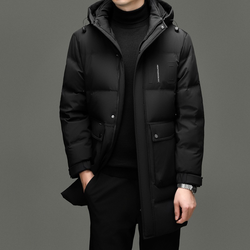 Men's down Jacket 2026 Winter New Style Hooded Mid-Length Thickened Warm Cold-Proof Hooded Middle-Aged Coat