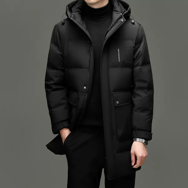 Men's down Jacket 2026 Winter New Style Hooded Mid-Length Thickened Warm Cold-Proof Hooded Middle-Aged Coat
